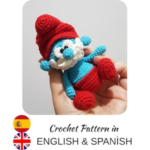 Patrón de ganchillo de amigurumi de gnomo azul (tutorial en PDF) INGLÉS Y ESPAÑOL