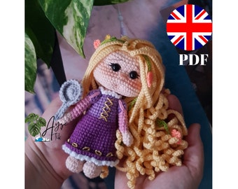 Crochet Rapunzel Doll Pattern, Amigurumi Princess (PDF)