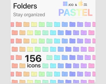 Desktop Mac Folder Icons for Mac, Windows Icons, Computer Icon, Pastel File Folders, Desktop organize