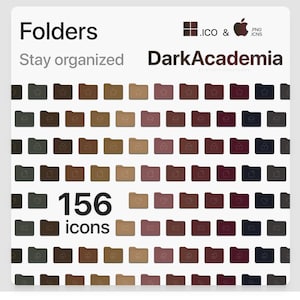Aesthetic Folders Icon Bundle for MacOS and Windows - Files & Folders Organizer - Dark Academia Edition