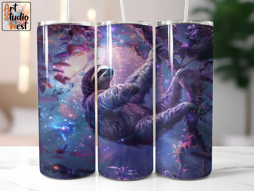 Sloth Tumbler Wrap, Celestial Sloth Galaxy Stars Animal Sublimation