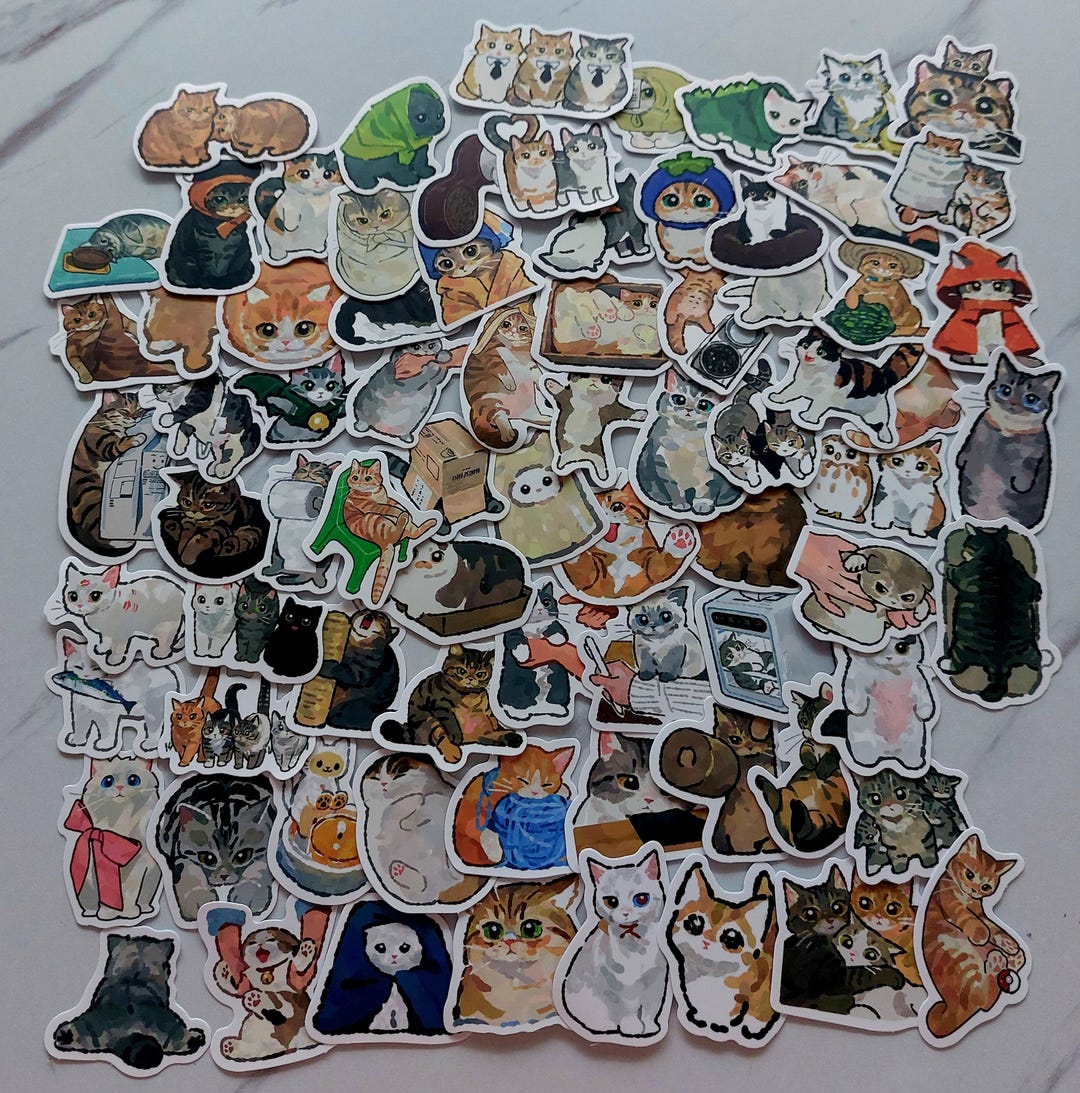 Sticker Set Cats Approx. 77 Pieces Small Kittens Disguised Cats Painted ...