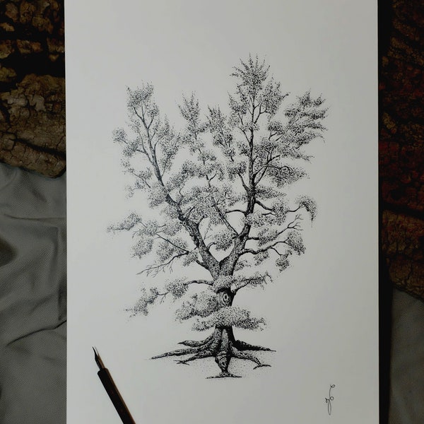 Reproduction d'art dessin d'arbre