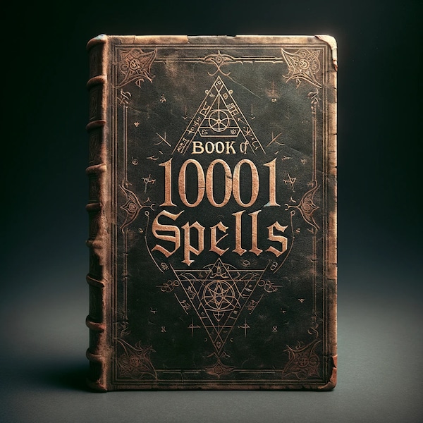 Livre de connaissances interdites de 1001 sorts, magie, sorts, sorcellerie, rituels de potions, occulte, sorcière, Wiccan, païen, téléchargement numérique.