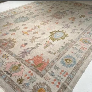 Oushak Hand Knotted Rugs For Living Room, Bedroom Rugs, Hallway Runner Rugs, 5X8 8x10 9x12 Beige Handmade Wool Area Rug Turkish Oriental Rug