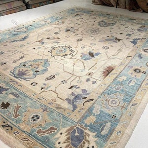 Oushak Hand Knotted Rugs For Living Room, Bedroom Rugs, Hallway Runner Rugs, 5X8 8x10 9x12 Beige Handmade Wool Area Rug Turkish Oriental Rug