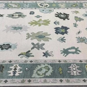 Oushak Hand Knotted Rugs For Living Room, Bedroom Rugs, Hallway Runner Rugs, 5X8 8x10 9x12 Ivory Handmade Wool Area Rug Turkish Oriental Rug