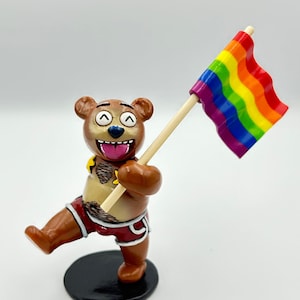 Bubble Butt Bear - Pride flag chubby bear figurine