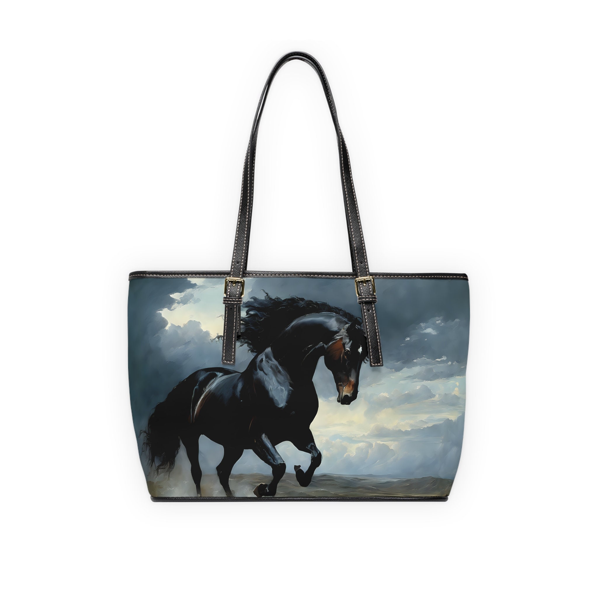 Black Stallion Horse Leather Shoulder Bag