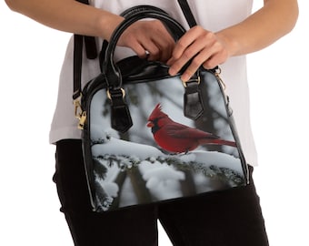Cardinal in Snowy Forest Shoulder Handbag / Purse