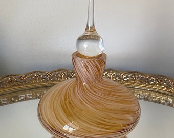 Creamy Light Caramel Swirl Glass Perfume Bottle with Clear Stopper