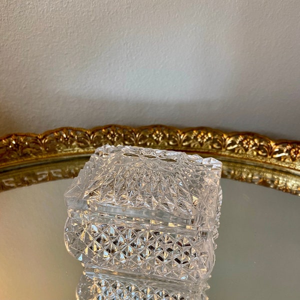 Small Crystal Lidded Lattice Sided Box/ Ring Box/ Gift Box / Treasure Box/ Decor