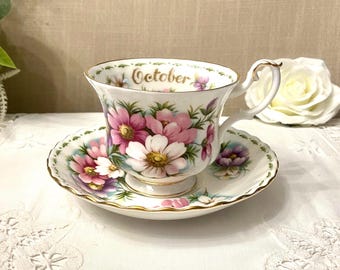 Royal Albert, Flowers of the Month Series, OCTOBER- COSMOS, Montrose cup