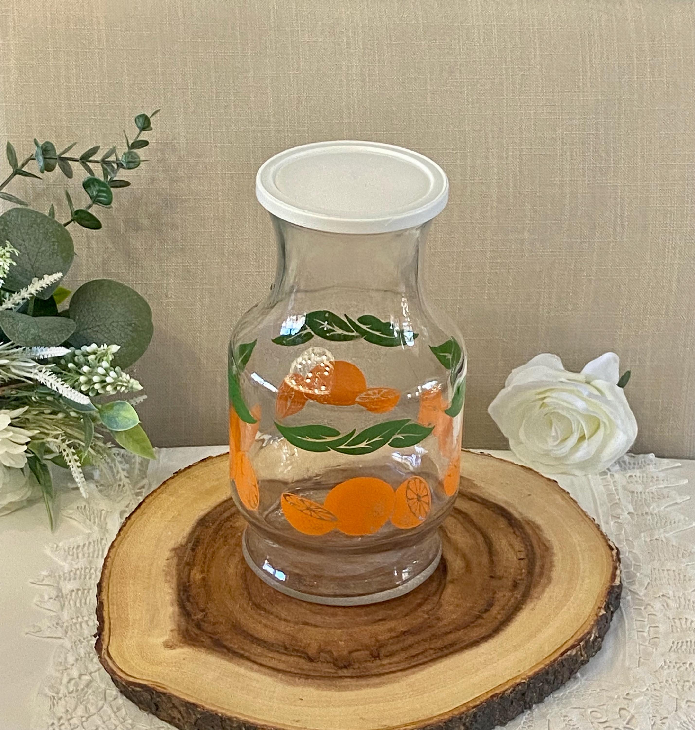 Pichet En Verre Vintage - Motif Fleurs - Limonade / Jus De Fruits