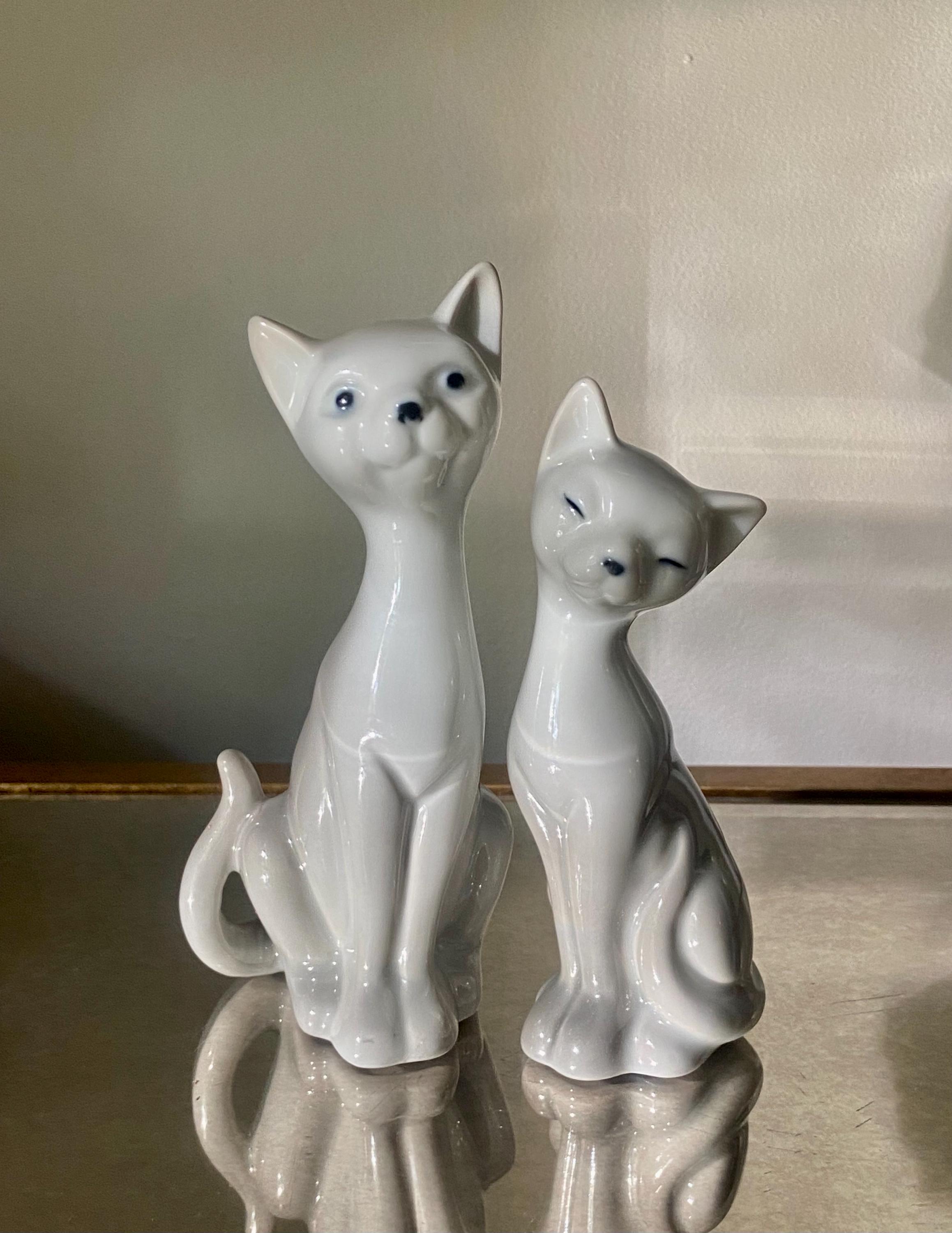 Mini figurine de chat blanc en céramique miniature australienne à collectionner