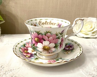 Royal Albert, Flowers of the Month Series, OCTOBER- COSMOS, Montrose cup
