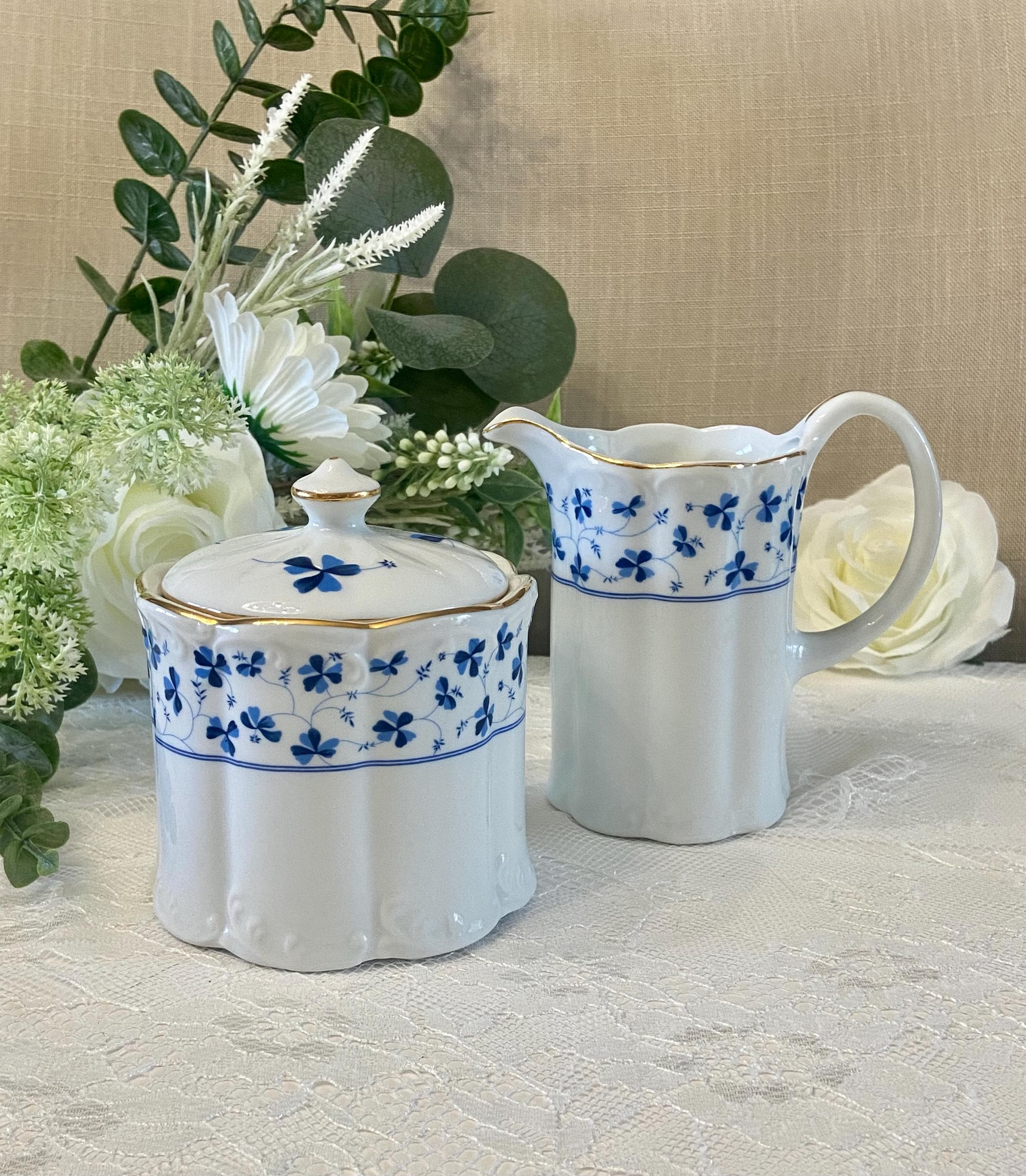 アンティーク　sugar pot and milk pitcher Blue Milk and Sugar Set - Etsy Canada