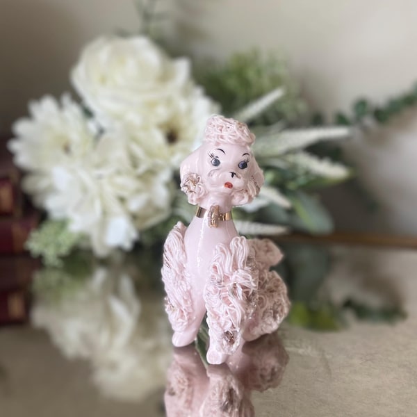 Pink SPAGHETTI POODLE with Gold Accents, small flaw ( please read)