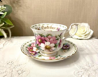 Royal Albert, Flowers of the Month Series, OCTOBER- COSMOS, Montrose cup