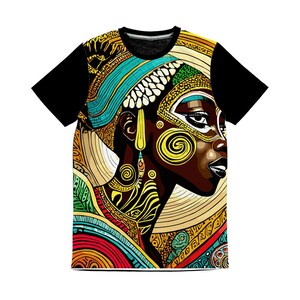 Afrocentir African Queen Klassisches Sublimations-Panel-T-Shirt