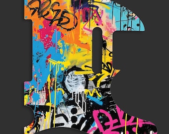 Specialanpassat Fender Telecaster plektrumskydd, unik grafisk Tele-skrapplatta, kvalitetsskydd för Telecaster plektrum - "Graffiti bakgrund"