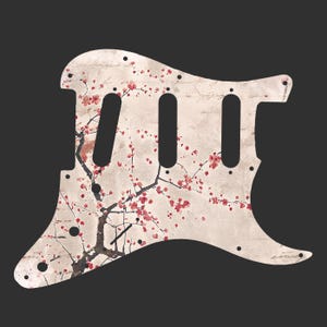 Anpassat Cherry Blossom Stratocaster plektrumskydd, UV-tryckt PVC-scratchplatta för gitarr