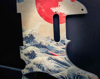 Specialdesignat Fender Telecaster plektrumskydd, unik grafisk japansk konstgjord Tele-skrapplatta, Telecaster plektrumskydd av hög kvalitet