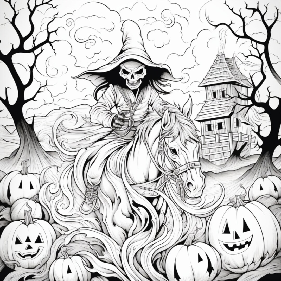 Halloween Coloring Page for Adults, Fall and October Themed. Page 26