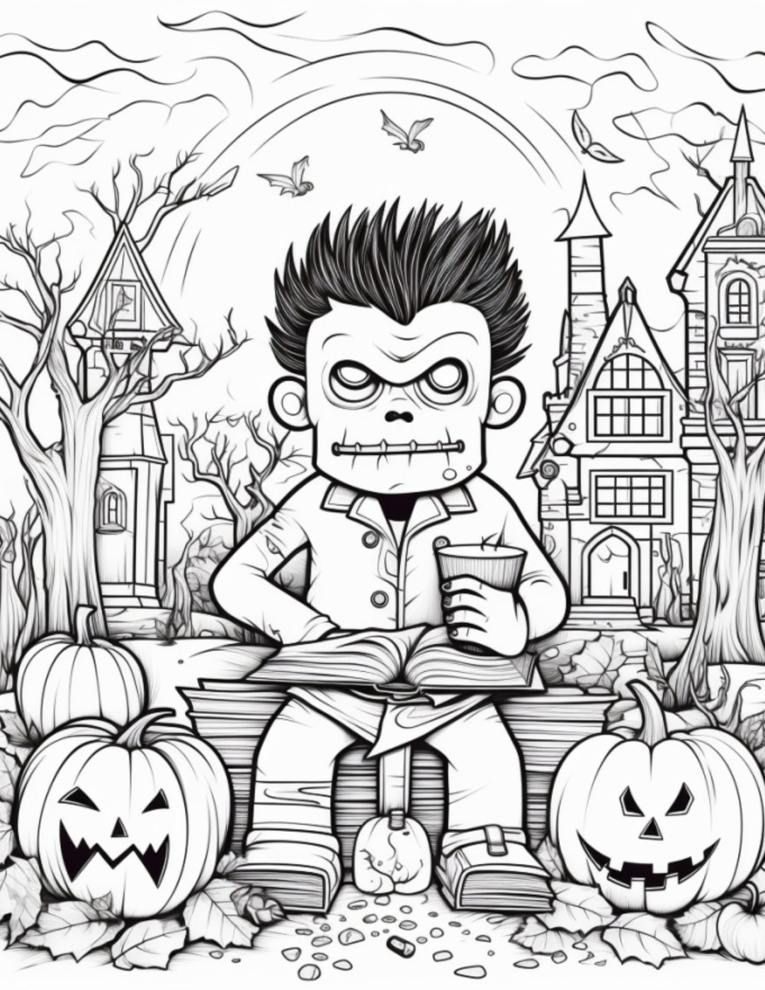 Halloween Coloring Page for Adults, Fall and October Themed. Page 11