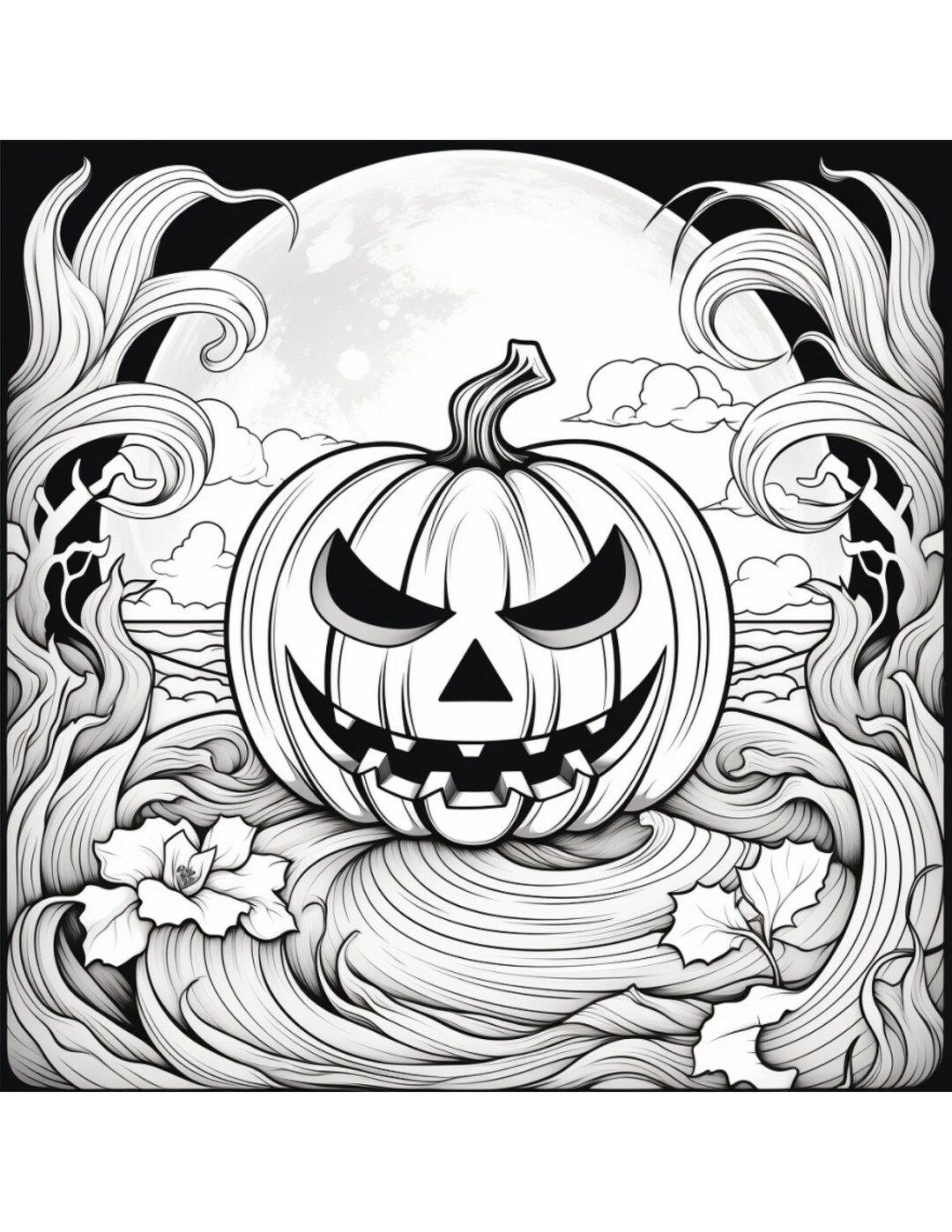 Halloween Coloring Page for Adults, Fall and October Themed. Page 10 From 30 Page Halloween ...