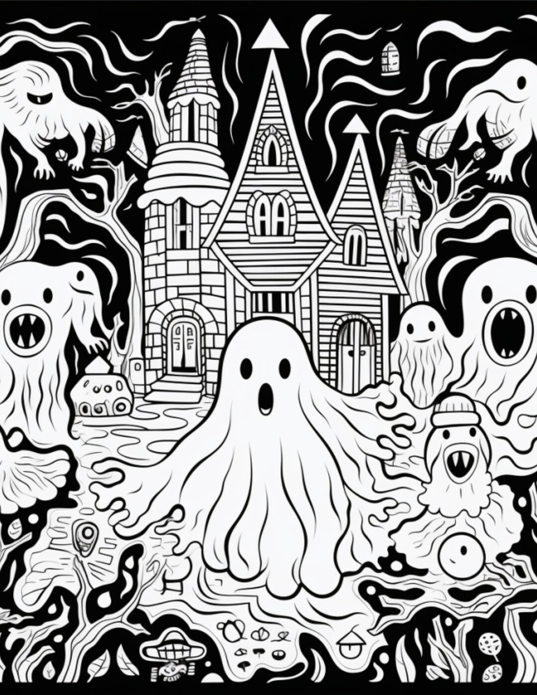 Halloween Coloring Page for Adults, Fall and October Themed. Page 10