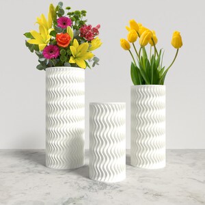 ARCUS Vase Collection - WHITE Modern Cylinder Vase for Home, Office or Venue Decor - Original Designs 9&quot; | 7.5&quot; | 6&quot;
