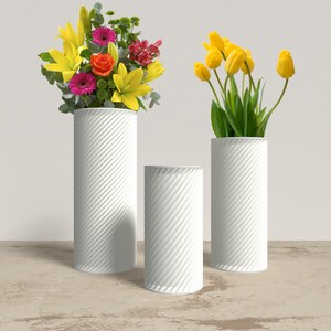 RETORTA Vase Collection - WHITE Modern Cylinder Vase for Home, Office or Venue Decor - Original Designs 9&quot; | 7.5&quot; | 6&quot;