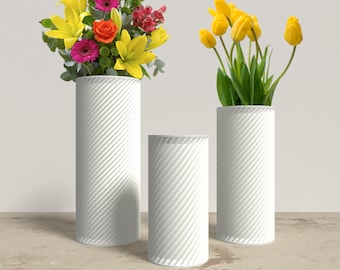 RETORTA Vase Collection - WHITE Modern Cylinder Vase for Home, Office or Venue Decor - Original Designs 9" | 7.5" | 6"