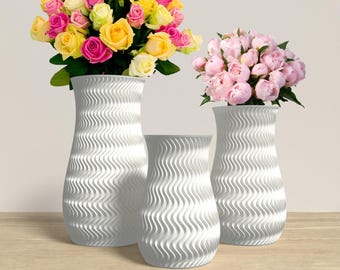 ARCUS Vase Collection - WHITE Modern Rounded Vase for Home, Office or Venue Decor - Original Designs 9" | 7.5" | 6"