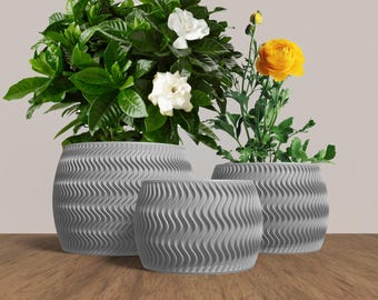 ARCUS Planter Collection - GRAY Modern Rounded Planter for Indoor, Outdoor or Venue Decor - Original Designs 6" | 5" | 4"