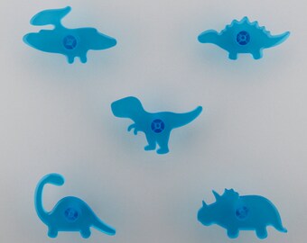 Blue 3D Printed Dinosaur Drawer Knobs - T-Rex, Brontosaurus, Triceratops, Kentrosaurus, Pterodactyl | kids bedroom/nursery decor, handles