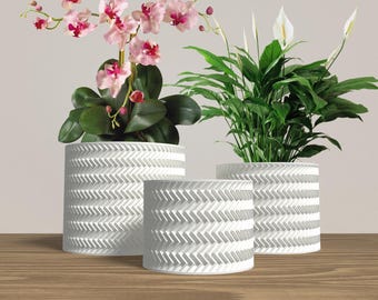 FRACTI Planter Collection - WHITE Modern Cylinder Planter for Indoor, Outdoor or Venue Decor - Original Designs 6" | 5" | 4"