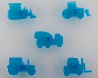 Blue 3D Printed Utility Vehicles Drawer Knobs - Bulldozer, Tractor, Forklift, Concrete Mixer, Front Loader | kids bedroom/nursery, handle