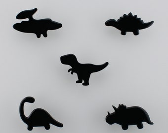 Black 3D Printed Dinosaur Drawer Knobs - T-Rex, Brontosaurus, Triceratops, Kentrosaurus, Pterodactyl | kids bedroom/nursery decor, handles