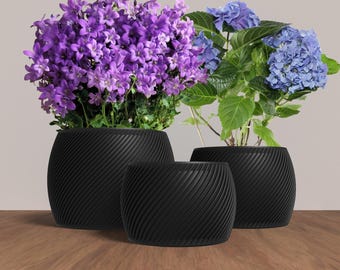 RETORTA Planter Collection - BLACK Modern Rounded Planter for Indoor, Outdoor or Venue Decor - Original Designs 6" | 5" | 4"