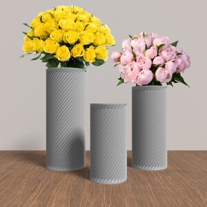RETORTA Vase Collection - GRAY Modern Cylinder Vase for Home, Office or Venue Decor - Original Designs 9&quot; | 7.5&quot; | 6&quot;