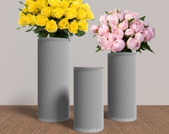 RETORTA Vase Collection - GRAY Modern Cylinder Vase for Home, Office or Venue Decor - Original Designs 9" | 7.5" | 6"
