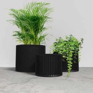 SAGITA Planter Collection - BLACK Modern Cylinder Planter for Indoor, Outdoor or Venue Decor - Original Designs 6" | 5" | 4"