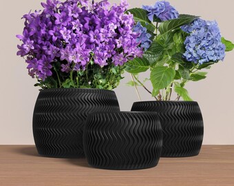 ARCUS Planter Collection - BLACK Modern Rounded Planter for Indoor, Outdoor or Venue Decor - Original Designs 6" | 5" | 4"