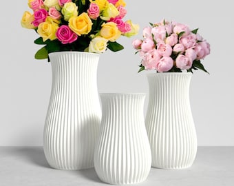 SAGITA Vase Collection - WHITE Modern Rounded Vase for Home, Office or Venue Decor - Original Designs 9" | 7.5" | 6"