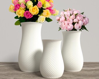 RETORTA Vase Collection - WHITE Modern Rounded Vase for Home, Office or Venue Decor - Original Designs 9" | 7.5" | 6"