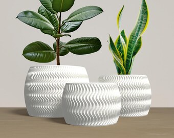 ARCUS Planter Collection - WHITE Modern Rounded Planter for Indoor, Outdoor or Venue Decor - Original Designs 6" | 5" | 4"