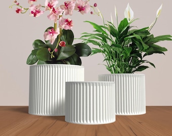 SAGITA Planter Collection - WHITE Modern Cylinder Planter for Indoor, Outdoor or Venue Decor - Original Designs 6" | 5" | 4"