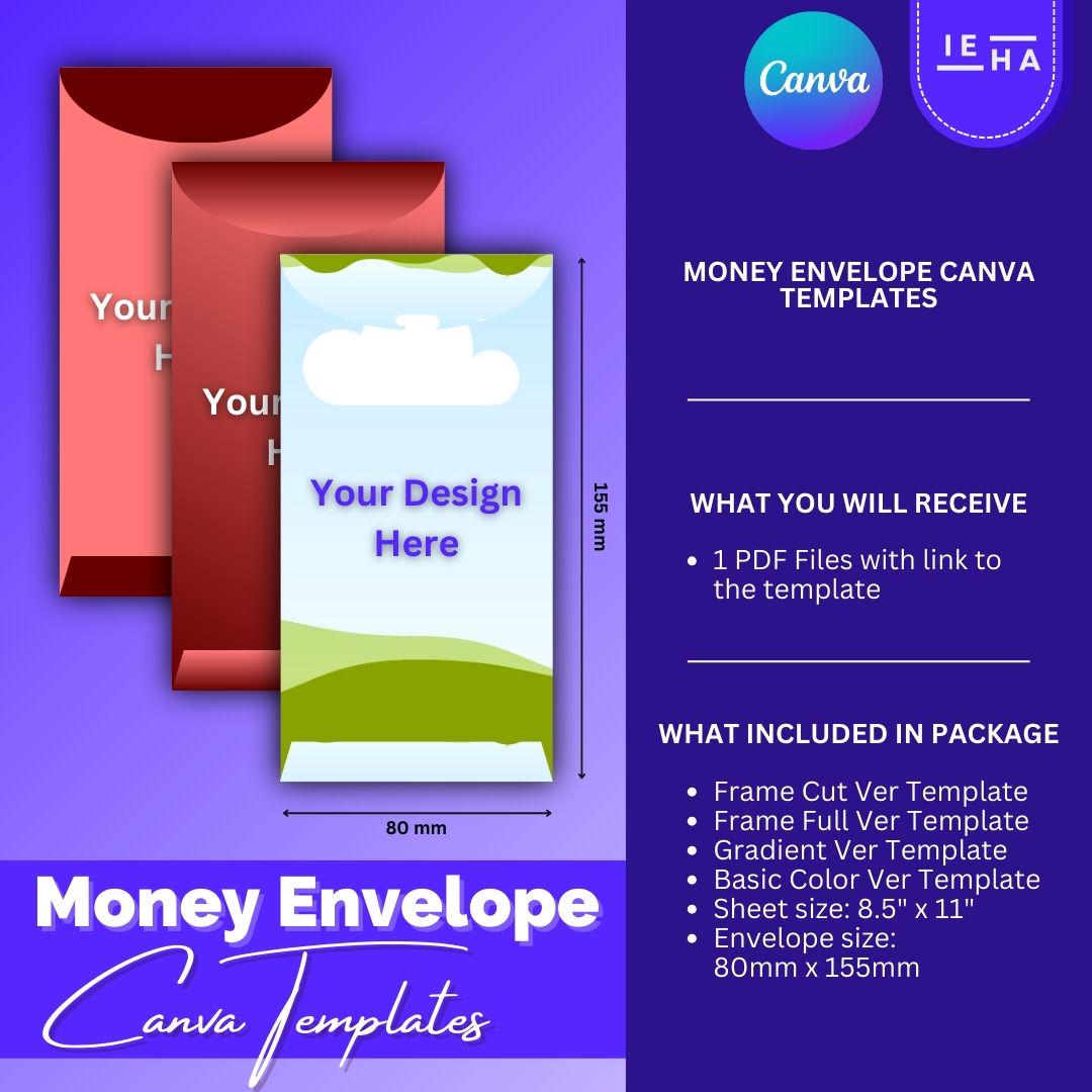 Envelop Frame Canva Money Envelope Frames Mockup Template | Editable Cash Envelope ...